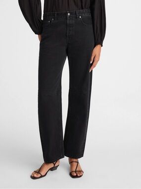 NWT Madewell Darted Barrel Leg Jeans in Washed Black Denim Size 28 $148 NW235